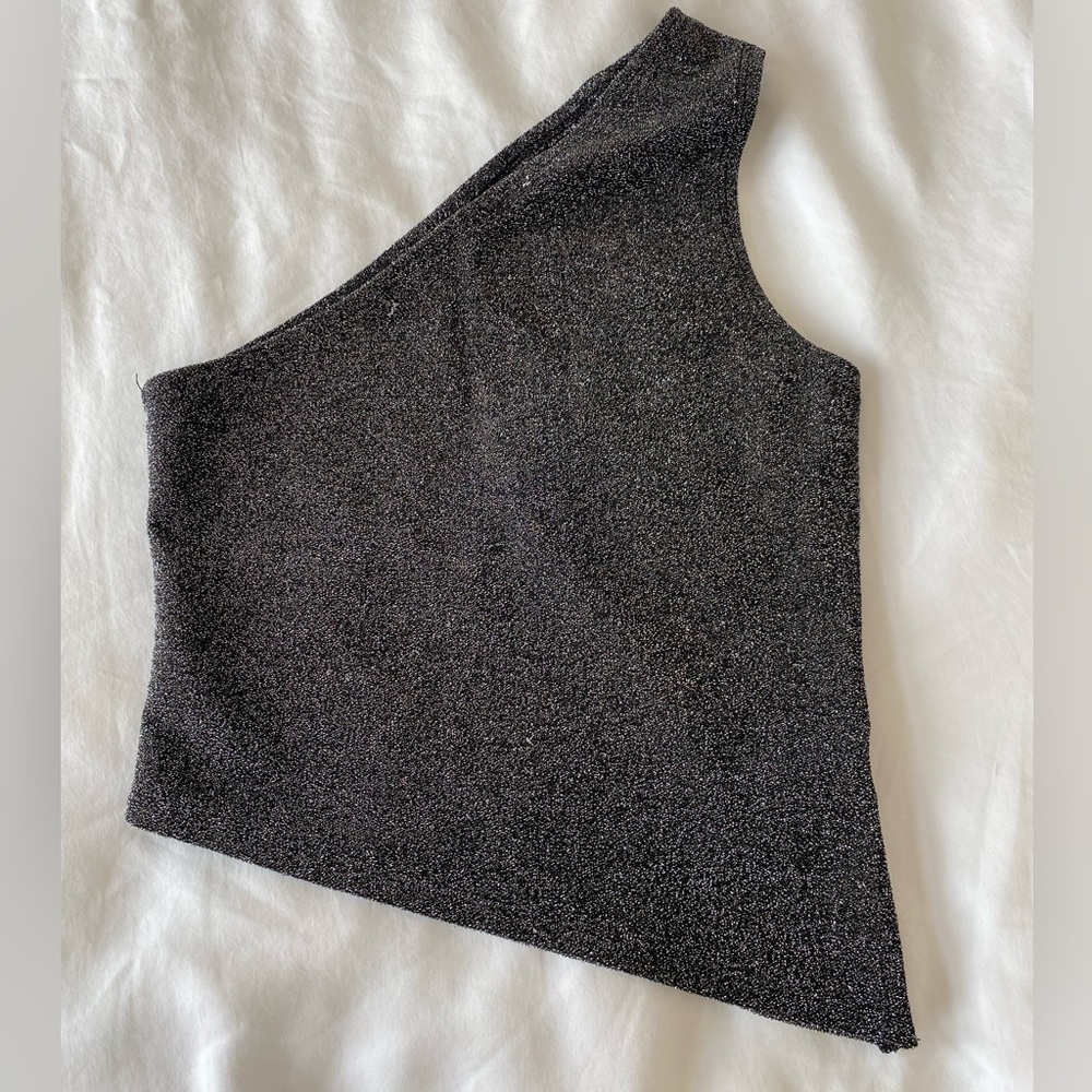 Silence and noise black sparkly asymmetrical top